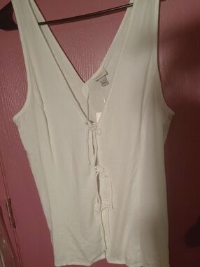 a new day White V-Neck Tie Blouse